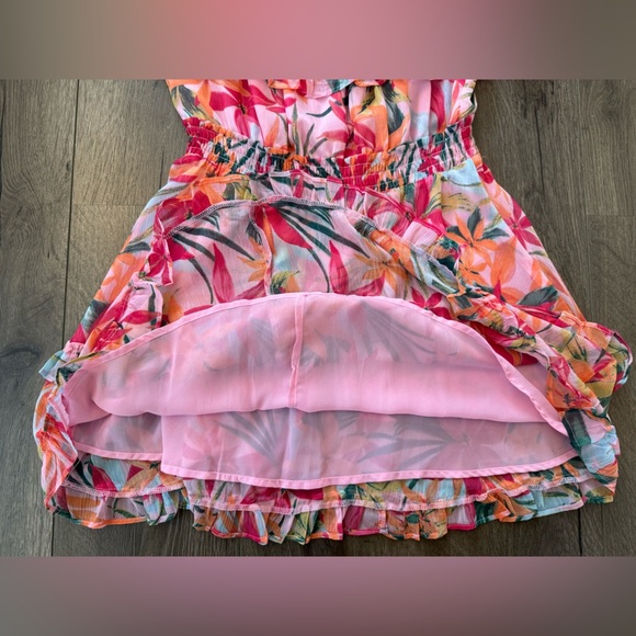 Jessica Simpson off Shoulder Ruffle Tropical Print Dress Size Large - Picture 10 of 13